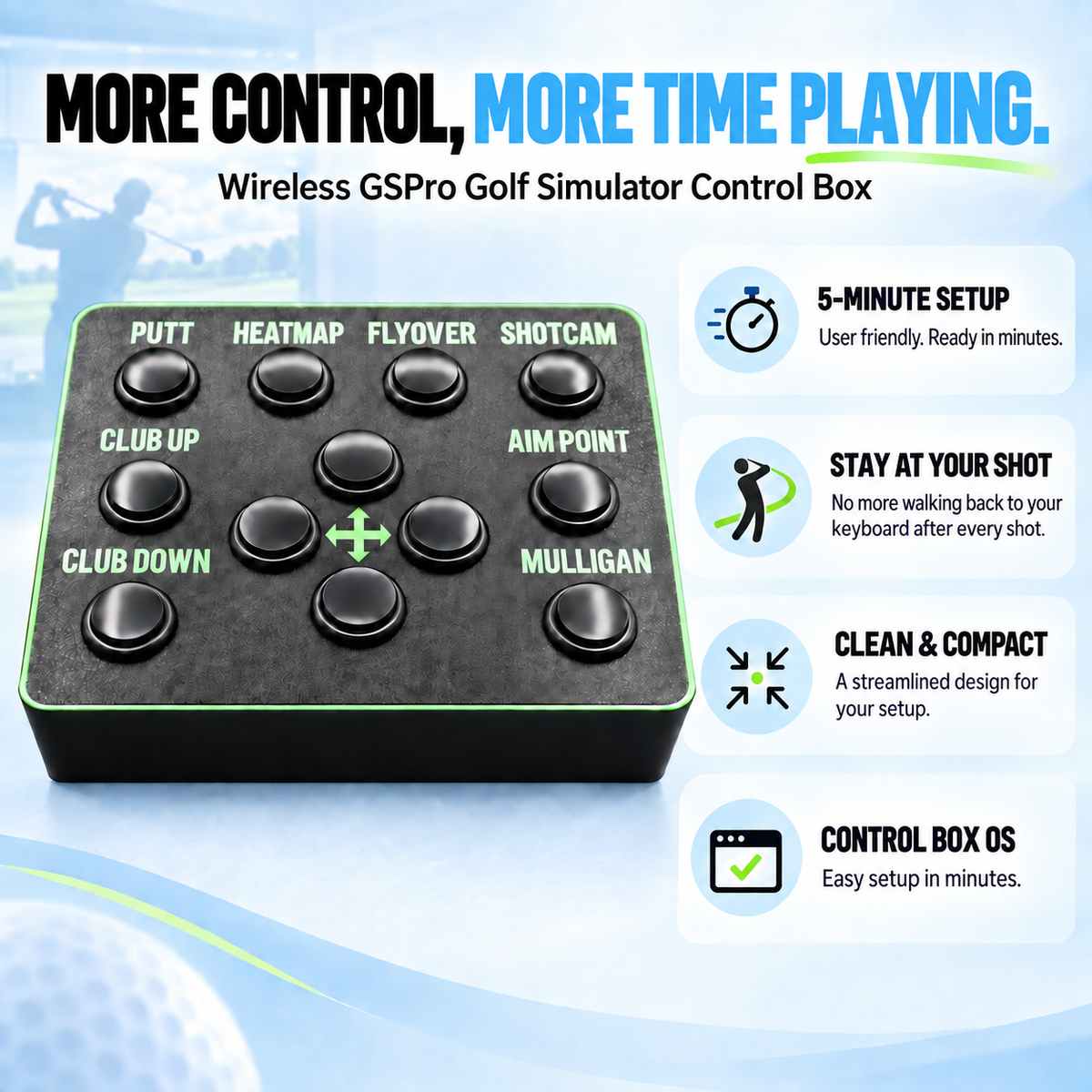 Wireless Golf Simulator Control Box V1 - Designed for GSPRO