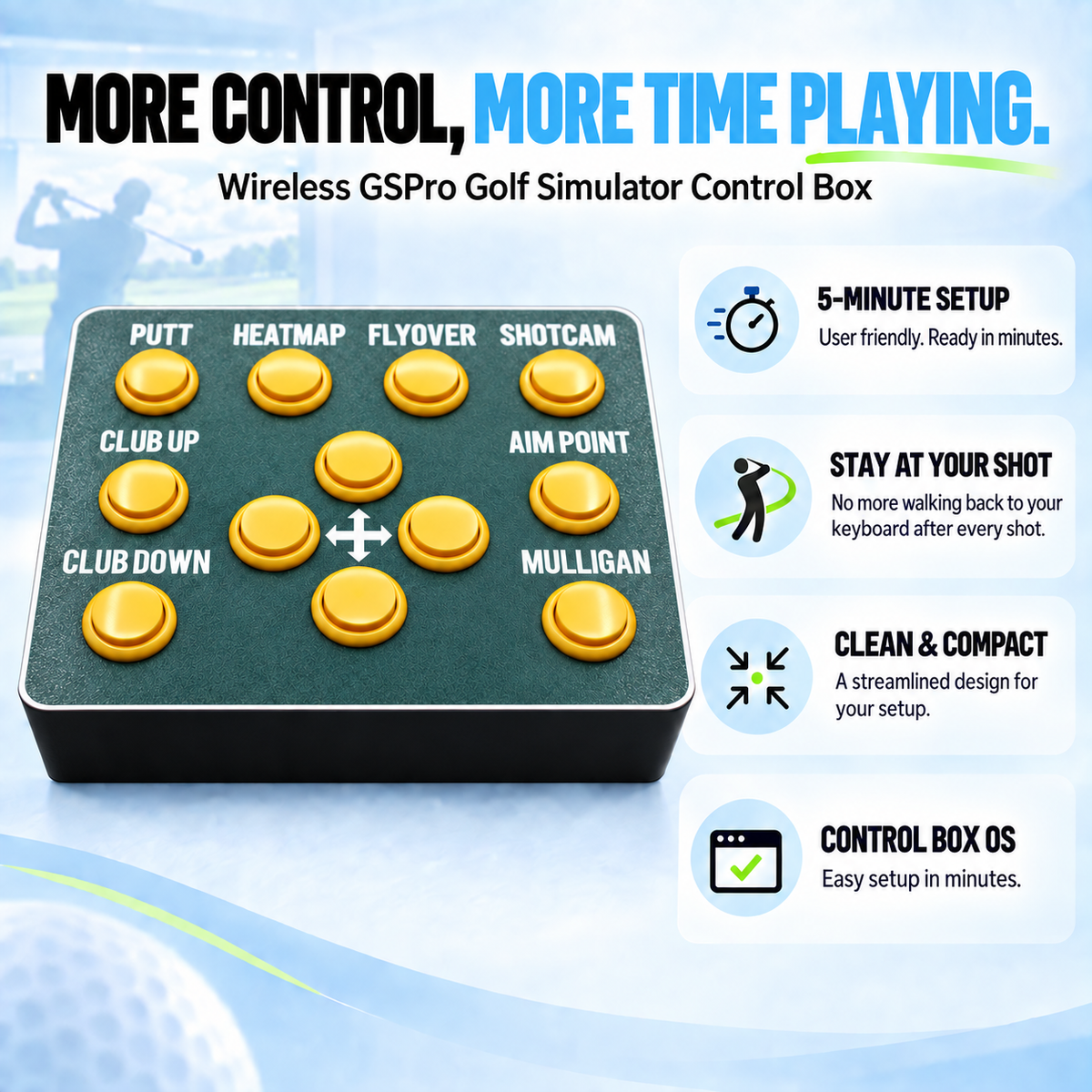 Wireless Golf Simulator Control Box - Green Jacket Edition V1