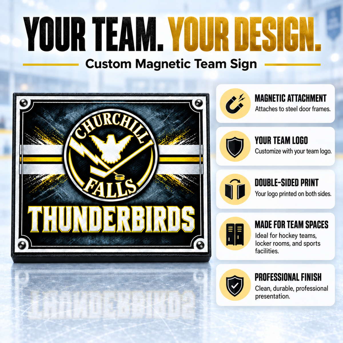 Custom Hockey Dressing Room Door Sign – Magnetic Team Sign